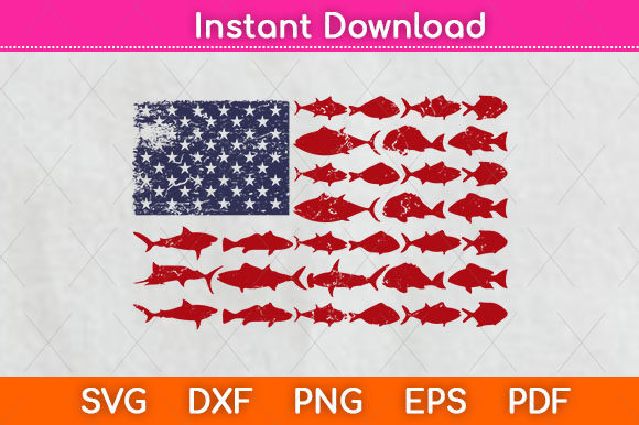 American Flag Fishing Svg File Graphics