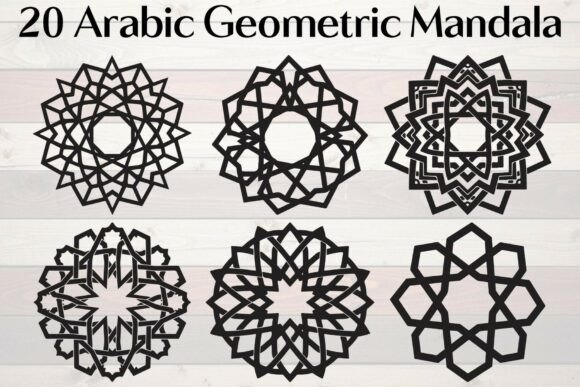 Arabic Geometric Mandala Graphics for Crafts