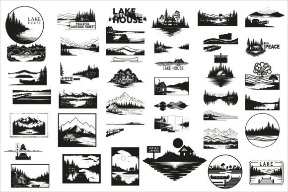 Beautiful Lake House Layered Scene Sign: Graphics for Crafts