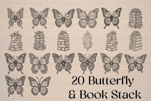 Butterfly Book Stack