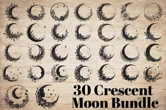 Crescent Moon Bundle: Graphics for Crafts & Editorial Magic