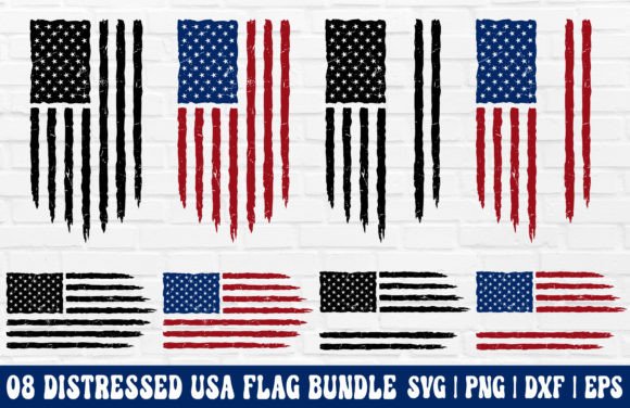 Distressed American Flag Graphics for Crafts and Branding