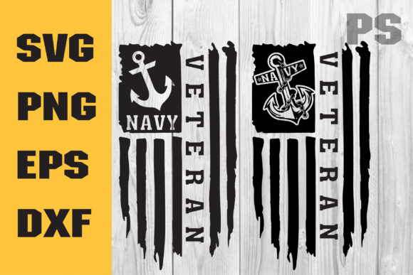 Distressed Navy Veteran Flag Svg Graphics for Crafts