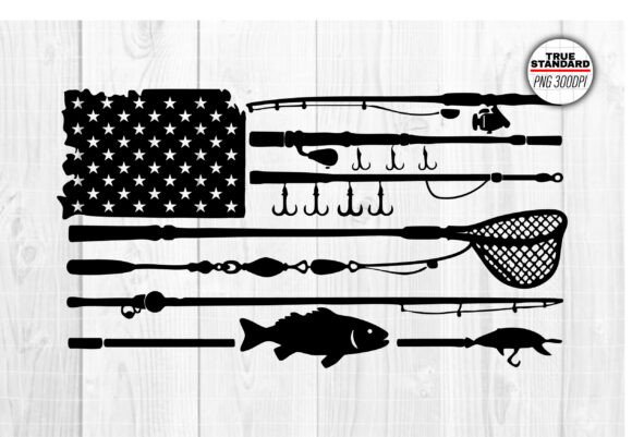 Fishing American Flag Graphics for Crafts