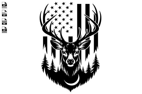 Flag Deer Svg for Embroidery