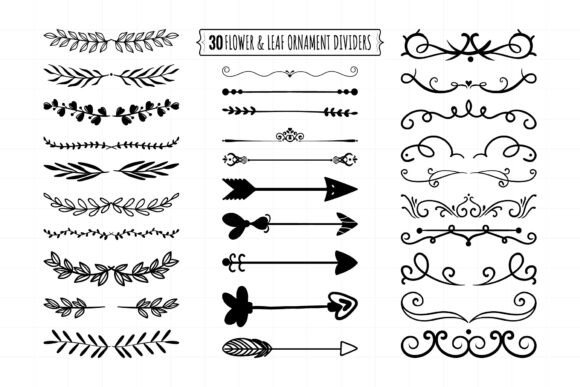 Flower and Leaf Ornament Dividers SVG: Decorative Elements for Authentic Branding