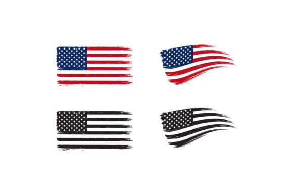 Grunge American Flag Vector Collection for Crafts and Graphics