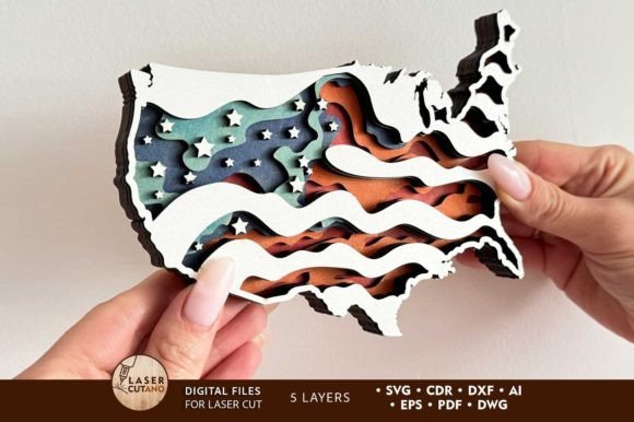 Independence Day Laser Cut File USA Flag