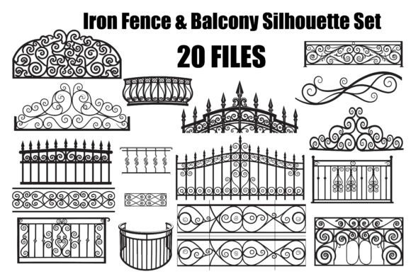 Iron Fence & Balcony Silhouette Bundle: Graphics for Crafts