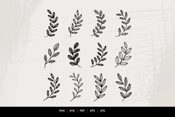 Leaf Branch Line Art SVG Set: Crafts & Graphics for Local Brands
