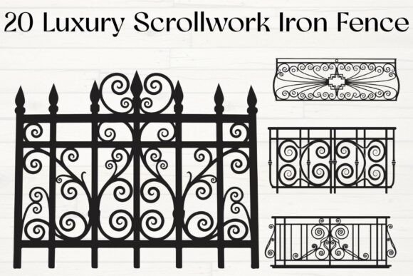Luxury Scrollwork Iron Fence Graphics for Crafts