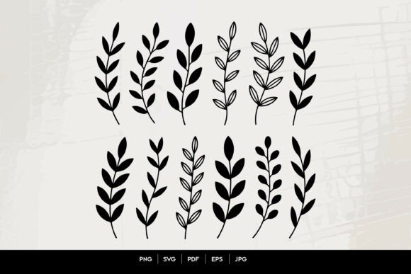 Minimal Leaf Branch SVG Set for Crafts & Graphics