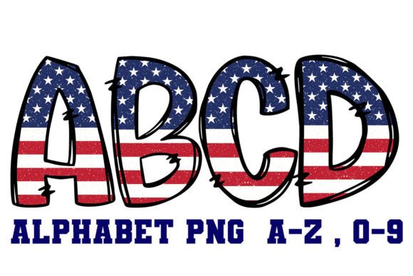Patriotic American Flag Doodle Alpha Graphics for Crafts