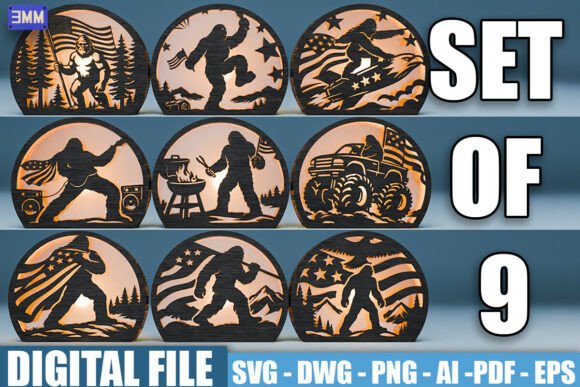 Patriotic Bigfoot SVG Bundle: Graphics for Crafts & Local Branding