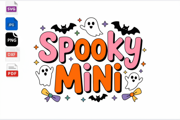 Spooky Mini Halloween Ghost Bat SVG PNG Graphics for Crafts