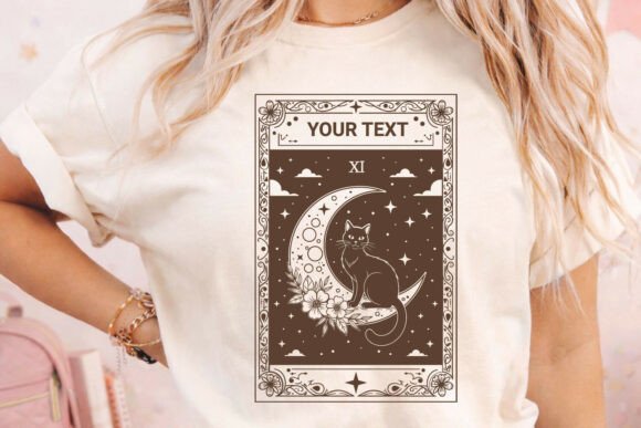Spring Moon Cat Floral Tarot SVG Art: Graphics for Mystical Crafts