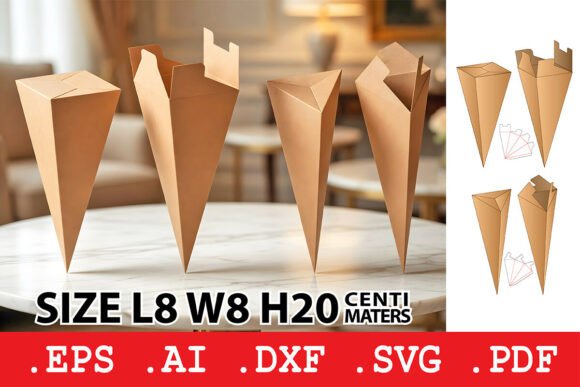Square and Triangle Lid Cone Box Set: Graphics for Modern Boxes Amp