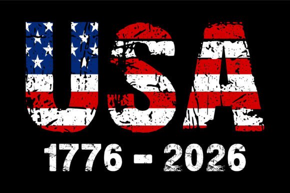 USA 1776 2026 Grunge Flag Graphics for Crafts