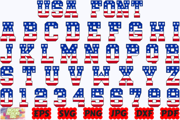 USA Flag Alphabet SVG for Crafts and Graphics